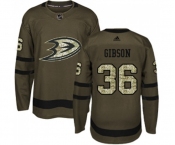Anaheim Ducks #36 John Gibson Authentic Green Salute to Service Hockey Jersey