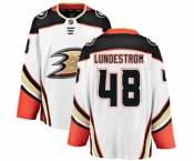 Anaheim Ducks #48 Isac Lundestrom Authentic White Away Fanatics Branded Breakaway Hockey Jersey