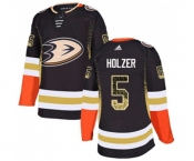 Anaheim Ducks #5 Korbinian Holzer Authentic Black Drift Fashion Hockey Jersey