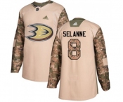 Anaheim Ducks #8 Teemu Selanne Authentic Camo Veterans Day Practice Hockey Jersey