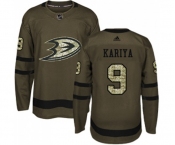 Anaheim Ducks #9 Paul Kariya Authentic Green Salute to Service Hockey Jersey