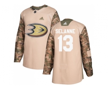 Men Adidas Anaheim Ducks #13 Teemu Selanne Camo Authentic 2017 Veterans Day Stitched NHL Jersey