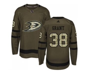 Men Adidas Anaheim Ducks #38 Derek Grant Green Salute to Service Stitched NHL Jersey