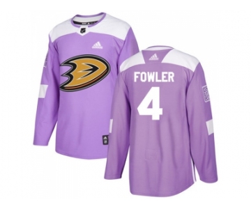 Men Adidas Anaheim Ducks #4 Cam Fowler Purple Authentic Fights Cancer Stitched NHL Jersey