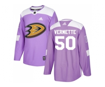 Men Adidas Anaheim Ducks #50 Antoine Vermette Purple Authentic Fights Cancer Stitched NHL Jersey