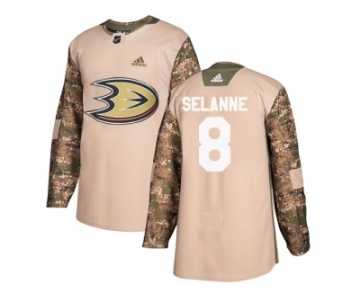 Men Adidas Anaheim Ducks #8 Teemu Selanne Camo Authentic 2017 Veterans Day Stitched NHL Jersey