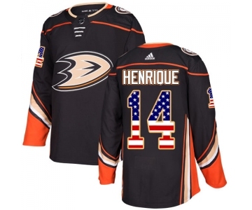 Men's Adidas Anaheim Ducks #14 Adam Henrique Authentic Black USA Flag Fashion NHL Jersey