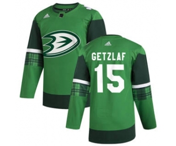 Men's Anaheim Ducks #15 Ryan Getzlaf 2020 St. Patrick's Day Stitched Hockey Jersey Green