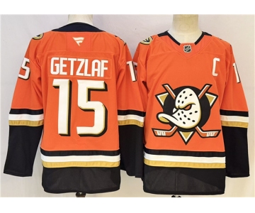 Men's Anaheim Ducks #15 Ryan Getzlaf Orange 2026 With C Patch Home Stitched Hockey Jersey
