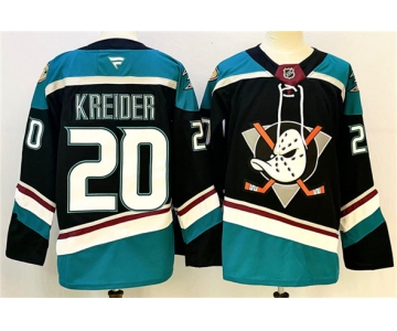Men's Anaheim Ducks #20 Chris Kreider Black Teal 2024-25 Stitched Jersey