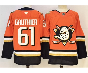 Men's Anaheim Ducks #61 Cutter Gauthier Orange 2026 Home Stitched Hockey Jersey