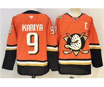 Men's Anaheim Ducks #9 Paul Kariya Orange 2026 With C Patch Home Stitched Hockey Jersey