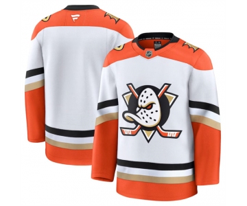 Men's Anaheim Ducks Blank White 2024-25 Away Stitched Hockey Jersey