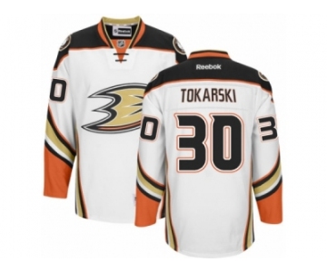 Men's Reebok Anaheim Ducks #30 Dustin Tokarski Authentic White Away NHL Jersey