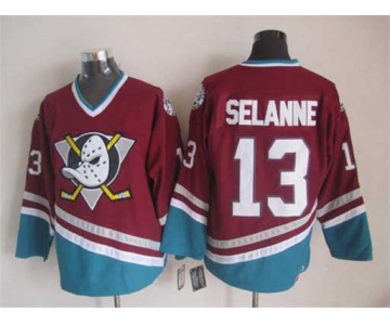 nhl jerseys anaheim ducks #13 selanne red[m&n]