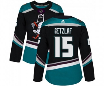 Women Anaheim Ducks #15 Ryan Getzlaf Authentic Black Teal Alternate Hockey Jersey