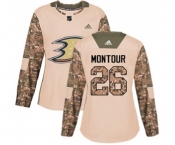 Women Anaheim Ducks #26 Brandon Montour Authentic Camo Veterans Day Practice Hockey Jersey