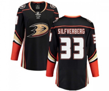 Women Anaheim Ducks #33 Jakob Silfverberg Fanatics Branded Black Home Breakaway Hockey Jersey