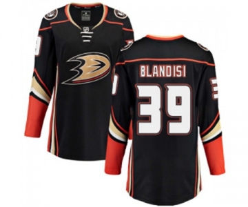 Women Anaheim Ducks #39 Joseph Blandisi Authentic Black Home Fanatics Branded Breakaway Hockey Jersey