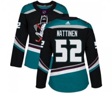 Women Anaheim Ducks #52 Julius Nattinen Authentic Black Teal Alternate Hockey Jersey