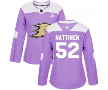 Women Anaheim Ducks #52 Julius Nattinen Authentic Purple Fights Cancer Practice Hockey Jersey