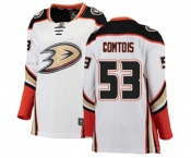 Women Anaheim Ducks #53 Max Comtois Authentic White Away Fanatics Branded Breakaway Hockey Jersey