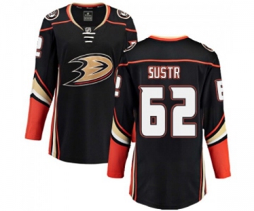 Women Anaheim Ducks #62 Andrej Sustr Authentic Black Home Fanatics Branded Breakaway Hockey Jersey