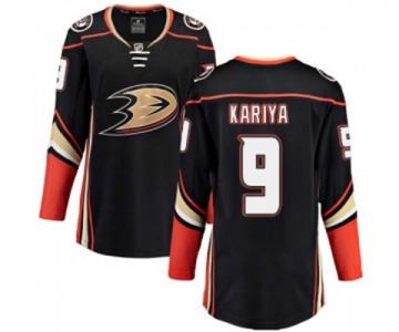 Women Anaheim Ducks #9 Paul Kariya Fanatics Branded Black Home Breakaway Hockey Jersey