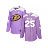Youth Adidas Anaheim Ducks #25 Ondrej Kase Purple Authentic Fights Cancer Stitched NHL Jersey