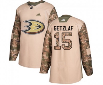 Youth Anaheim Ducks #15 Ryan Getzlaf Authentic Camo Veterans Day Practice Hockey Jersey