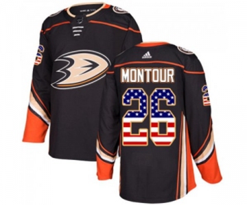 Youth Anaheim Ducks #26 Brandon Montour Authentic Black USA Flag Fashion Hockey Jersey