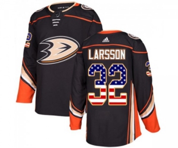Youth Anaheim Ducks #32 Jacob Larsson Authentic Black USA Flag Fashion Hockey Jersey