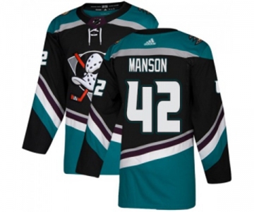Youth Anaheim Ducks #42 Josh Manson Authentic Black Teal Alternate Hockey Jersey