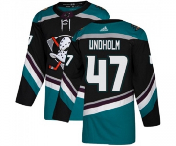 Youth Anaheim Ducks #47 Hampus Lindholm Authentic Black Teal Alternate Hockey Jersey