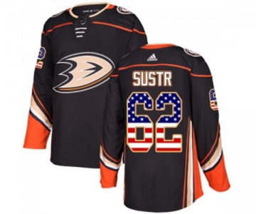 Youth Anaheim Ducks #62 Andrej Sustr Authentic Black USA Flag Fashion Hockey Jersey