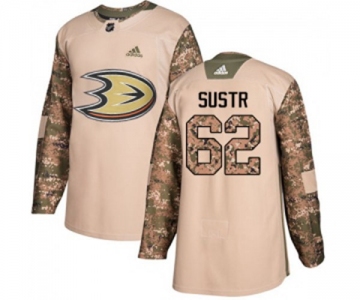 Youth Anaheim Ducks #62 Andrej Sustr Authentic Camo Veterans Day Practice Hockey Jersey