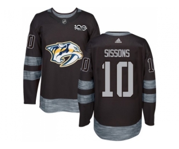Men Adidas Nashville Predators #10 Colton Sissons Black 1917-2017 100th Anniversary Stitched NHL Jersey