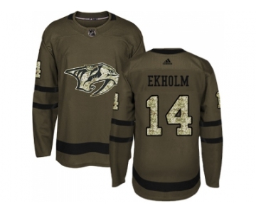Men Adidas Nashville Predators #14 Mattias Ekholm Green Salute to Service Stitched NHL Jersey