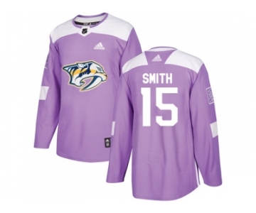 Men Adidas Nashville Predators #15 Craig Smith Purple Authentic Fights Cancer Stitched NHL Jersey