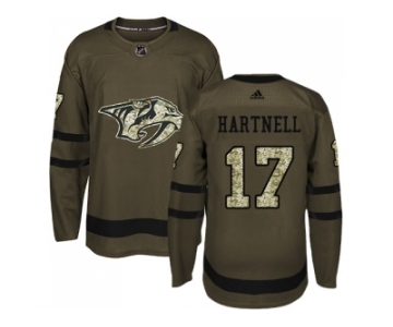 Men Adidas Nashville Predators #17 Scott Hartnell Green Salute to Service Stitched NHL Jersey
