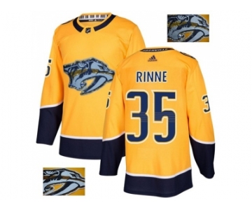 Men Adidas Nashville Predators #35 Pekka Rinne Yellow Home Authentic Fashion Gold Stitched NHL Jersey