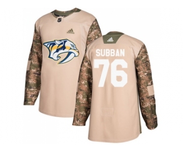 Men Adidas Nashville Predators #76 P.K Subban Camo Authentic 2017 Veterans Day Stitched NHL Jersey