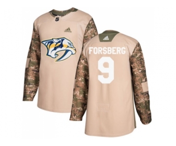 Men Adidas Nashville Predators #9 Filip Forsberg Camo Authentic 2017 Veterans Day Stitched NHL Jersey