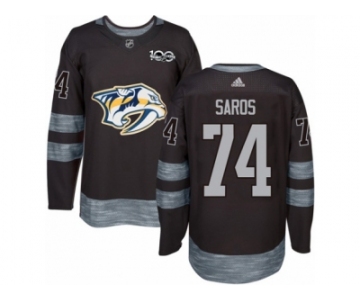 Men's Adidas Nashville Predators #74 Juuse Saros Authentic Black 1917-2017 100th Anniversary NHL Jersey