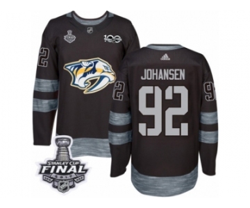 Men's Adidas Nashville Predators #92 Ryan Johansen Premier Black 1917-2017 100th Anniversary 2017 Stanley Cup Final NHL Jersey