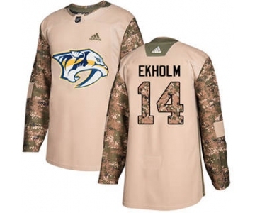 Men's Nashville Predators #14 Mattias Ekholm Camo 2017 Veterans Day Stitched Hockey Jersey