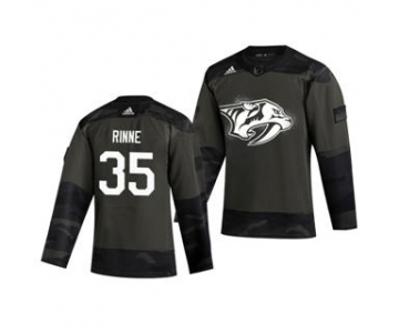 Men's Nashville Predators #35 Pekka Rinne 2019 Veterans Day Authentic Practice Hockey Jersey Camo