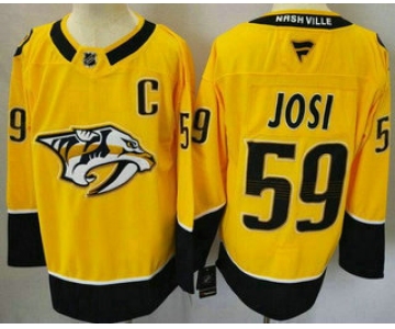 Men's Nashville Predators #59 Roman Josi Yellow Authentic Jersey