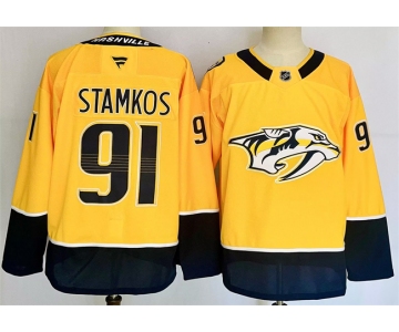 Men's Nashville Predators #91 Steven Stamkos Gold 2024-25 Home Stitched Hockey Jersey