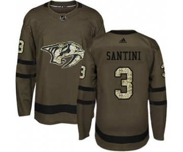 Men's Predators #3 Steven Santini Green Salute to Service Stitched Hockey Jersey